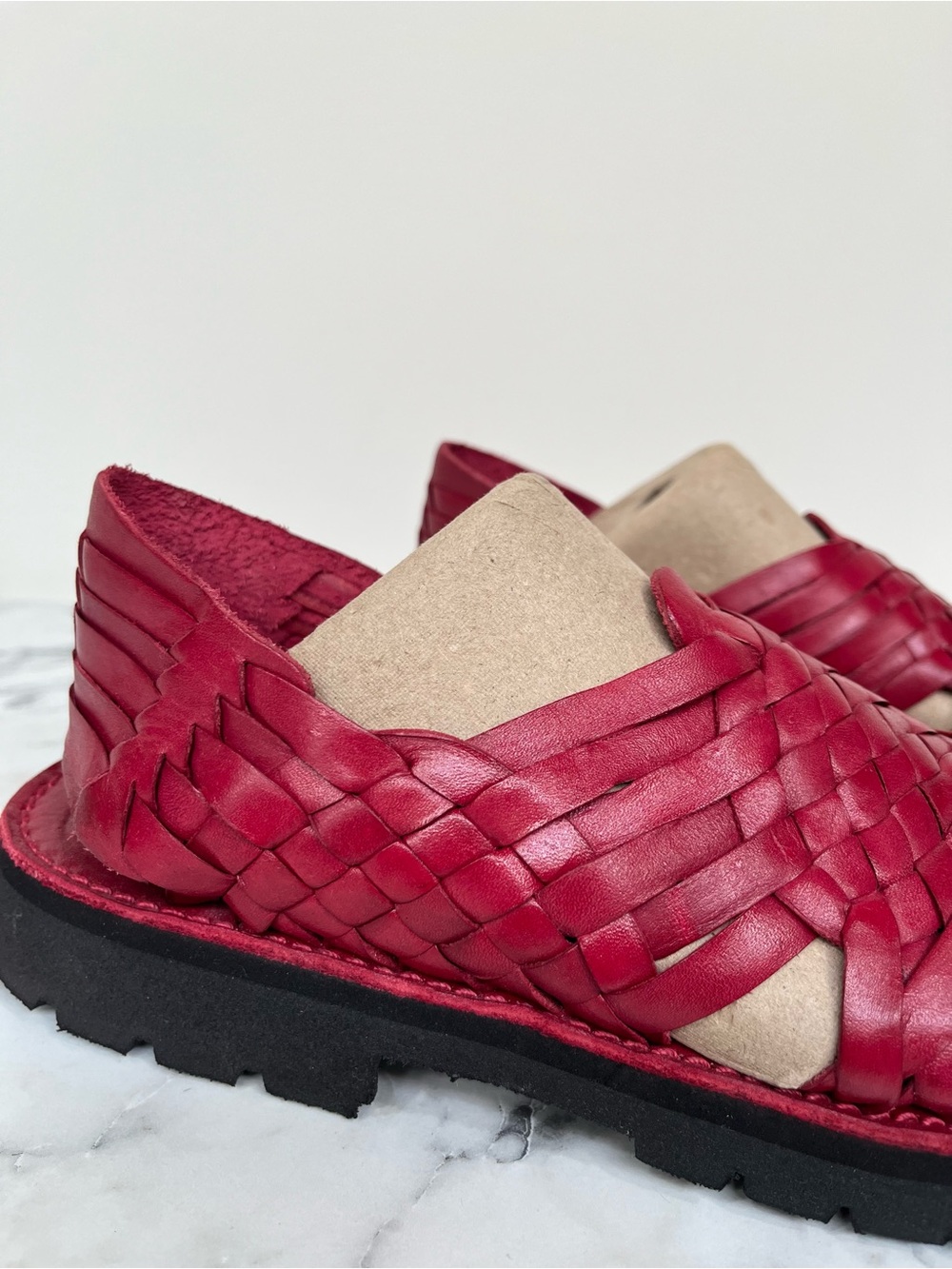 Brand X red leather huaraches sandals made in Mexico open toe woman’s size 8 - Picture 2 of 11